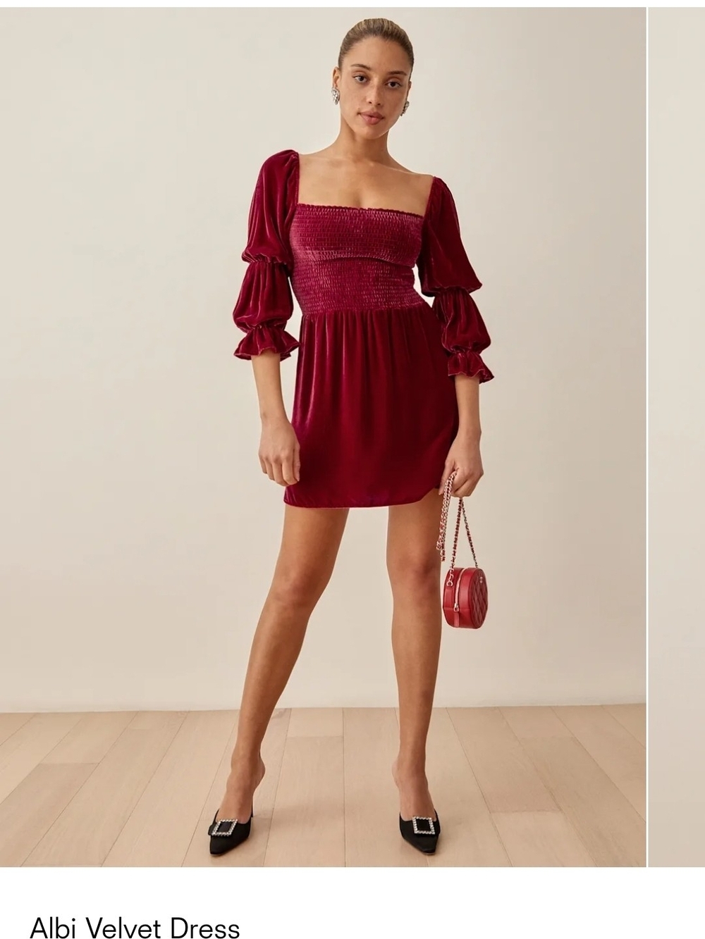 Reformation Red Velvet Mini Dress